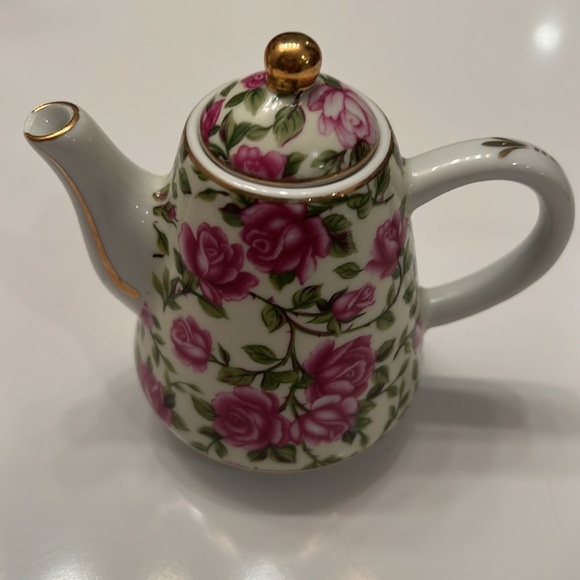 Vintage 3-Piece Mini Porcelain Set Bell, Teapot Egg Trinket Box Floral Small GUC - Picture 5 of 16